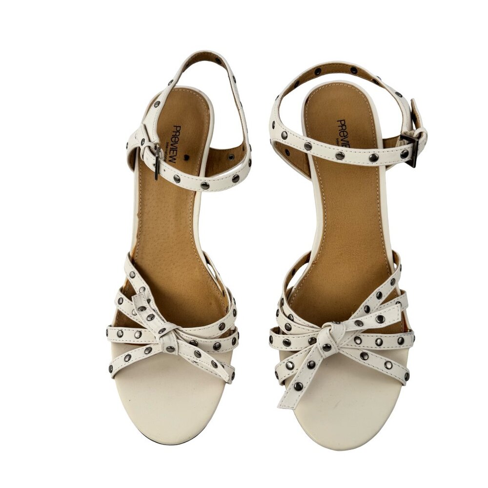 PREVIEW International White Sandals Platform Heel Ankle Strep Size 8 M